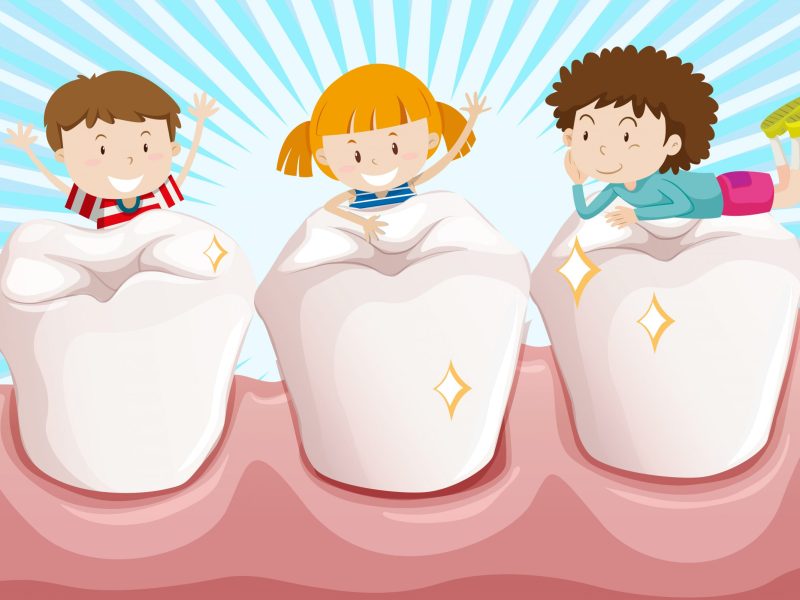 Clean teeth and happy children illustration